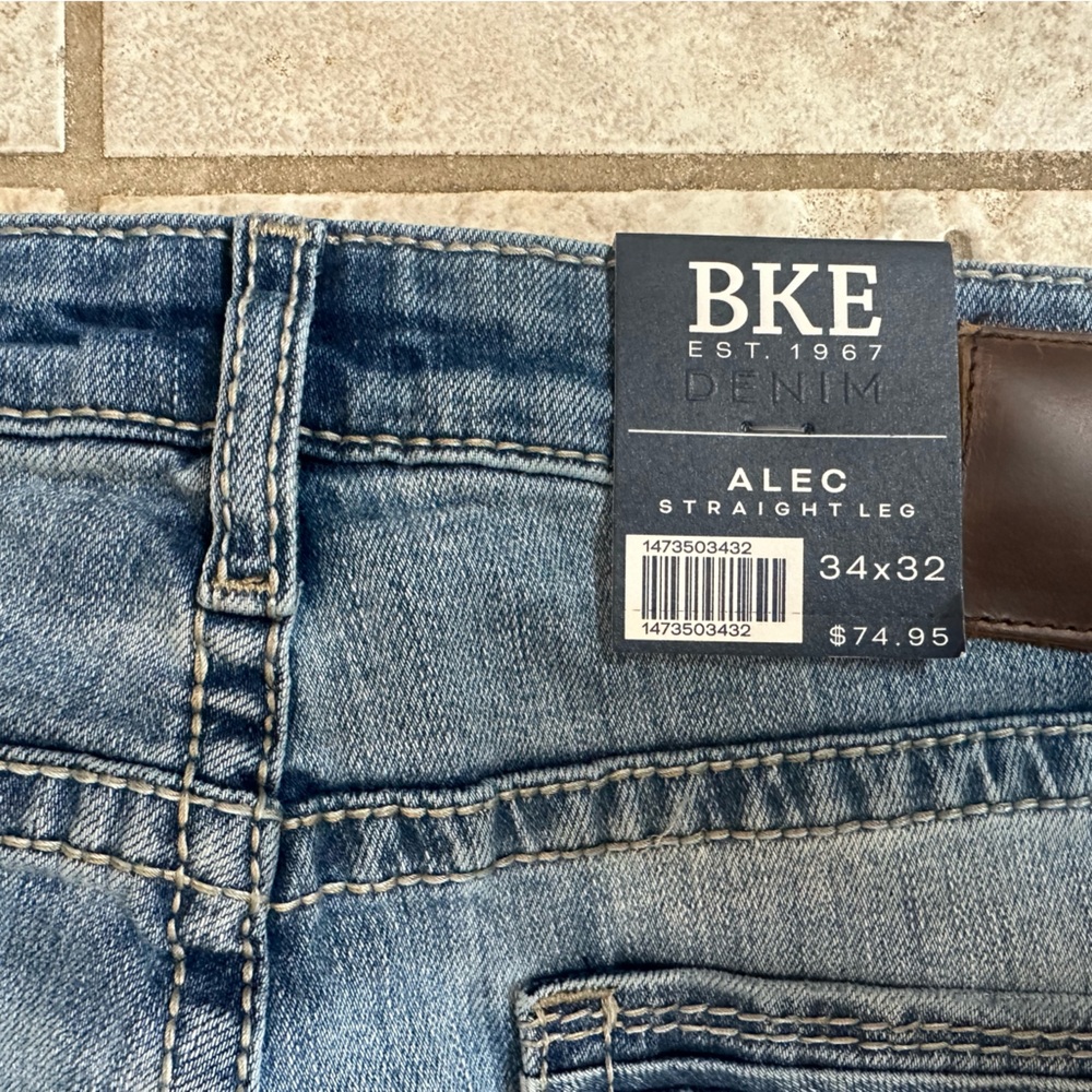 BKE Alec Slim Straight Leg Jeans - Light Blue